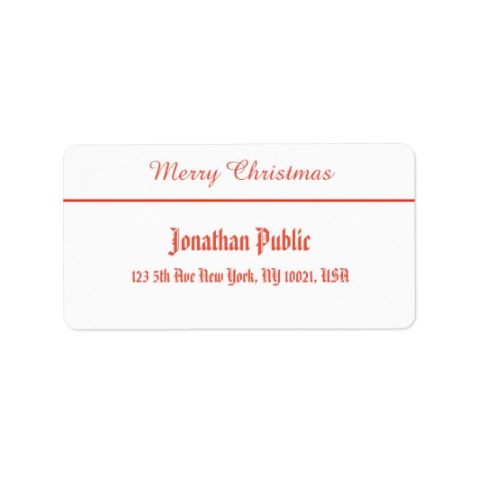 Étiquette Red White Joyer Noël Script Modèle Adresse (Devant)