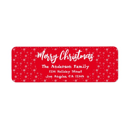 Étiquette Red White Snowflakes Simple moderne Joyeux Noël (Devant)