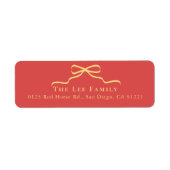 Étiquette Red Yellow/Gold Bow Return Address (Devant)