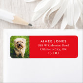 Étiquette Red Your Pet's Photo Custom Return Address Label (En situation)