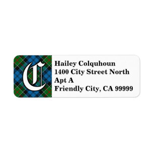 Étiquette Regal Clan Colquhoun Tartan Monogramme