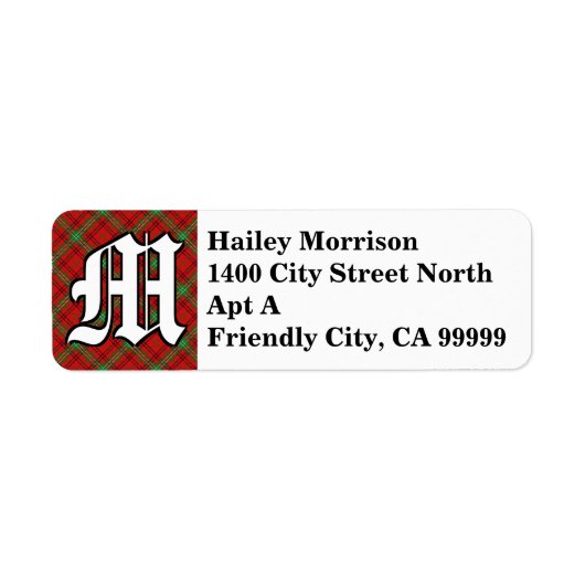 Étiquette Regal Clan Morrison Tartan Monogramme (Devant)