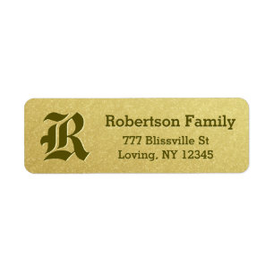 Étiquette Regard de feuille d'or avec le monogramme