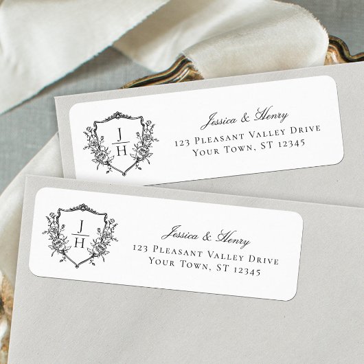 Étiquette Regency Crest Monogramme Mariage Adresse de retour