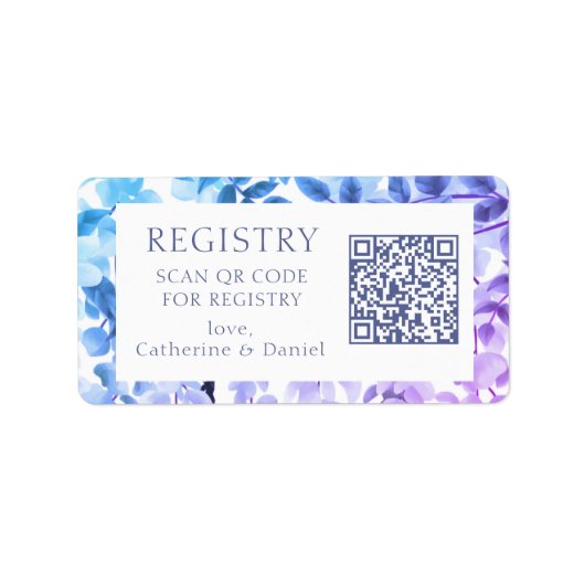Étiquette Registre cadeau Mariage QR Code Aquarelle Floral (Devant)