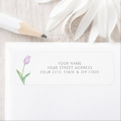 Étiquette Registre de mariage de tulipe violette moderne sol (En situation)