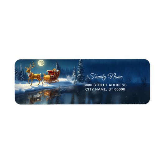 Étiquette Reindeer Christmas Sleigh Return Address Label (Devant)