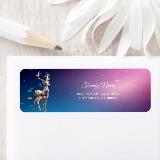 Étiquette Reindeer Jewels Christmas Retourner Adresse Label (En situation)