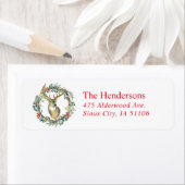 Étiquette Reindeer Wreath Holiday Adresse de retour (En situation)