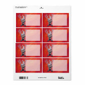 Étiquette Reindees Noël Sur Vert (Feuille entière)