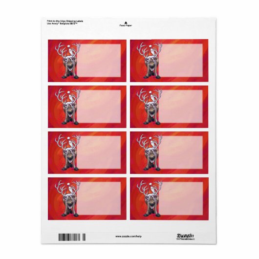 Étiquette Reindees Noël Sur Vert (Feuille entière)