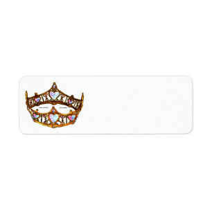 Étiquette Reine des Coeurs Or Couronne Tiara blanc