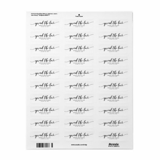 Étiquette Relax Script Diffuser l'amour mariage Faveur Étiqu (Feuille entière)