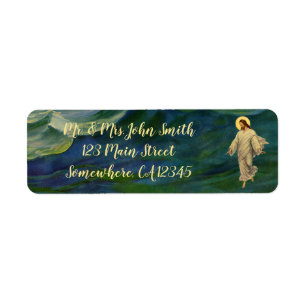 Étiquette Religion vintage, Jésus Christ marche sur l'eau