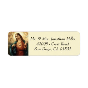 Étiquette Religious Catholic Sacred Heart of Jesus  Vintage
