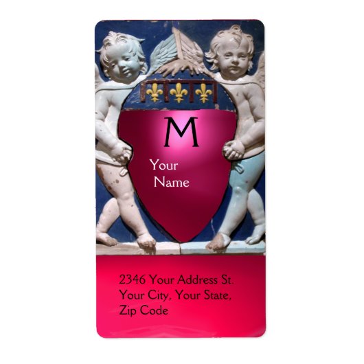 Étiquette RENAISSANCE PETITES ANGES MONOGRAM Rubis rose roug (Devant)