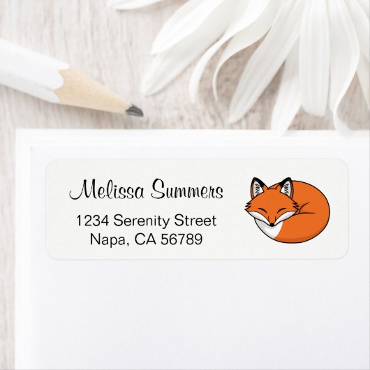 Étiquette Renard de dessin animé endormi (En situation)