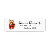 Étiquette Renard mignon avec une écharpe rouge Image d'autom (Devant)