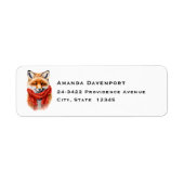 Étiquette Renard mignon avec une écharpe rouge Image d'autom (Devant)