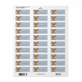 Étiquette Renard mignon bleu Vacances Noël (Feuille entière)