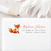 Étiquette Renard Mignon Écriture Manuscrite Rouge Bois Retou (En situation)