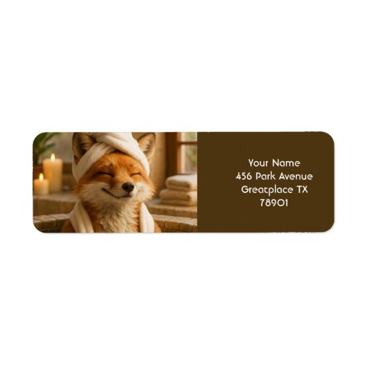 Étiquette Renard Mignon Fantastique au Spa (Devant)