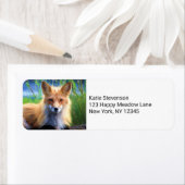 Étiquette Renard rouge se tenant dans l'herbe Image de la fa (En situation)