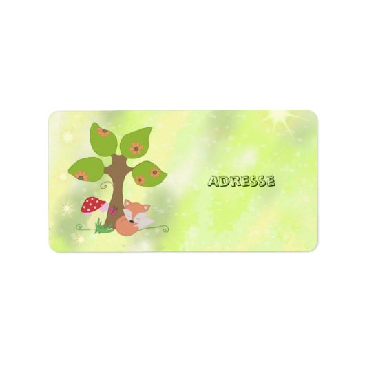 Étiquette renard sous l'arbre (Devant)