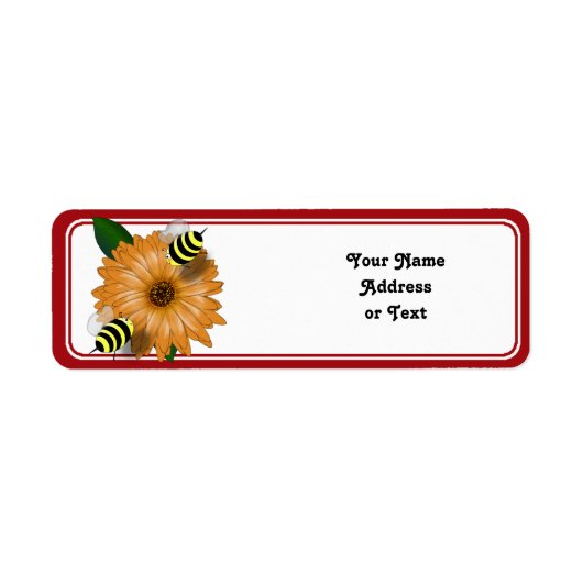 Étiquette Rencontre des abeilles de miel sur les fleurs oran (Devant)