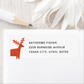 Étiquette Rennes de bois d'hiver rouges. Fête de Noël (En situation)