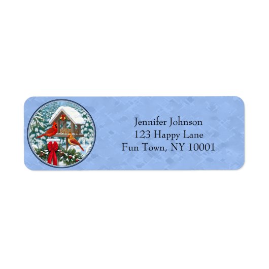 Étiquette Repas de Noël des cardinaux bleu (Devant)
