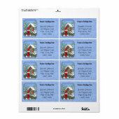 Étiquette Repas de Noël des cardinaux bleu (Feuille entière)