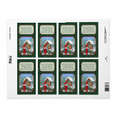 Étiquette Repas de Noël des cardinaux Vert (Feuille entière)