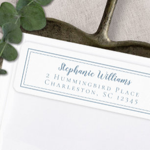 Étiquette Réponse simple au mariage bleu poussiéreux et blan
