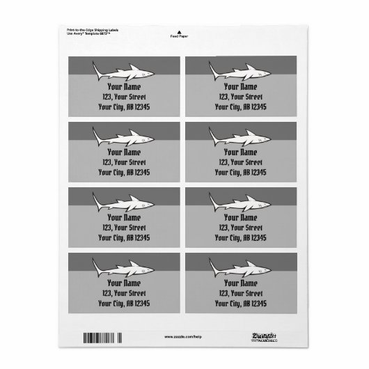 Étiquette Requin (Feuille entière)