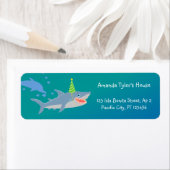 Étiquette Requin souriant sous la mer garçon fête d'annivers (En situation)