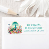 Étiquette Ressort Aquarelle Peacock Adresse de retour (En situation)