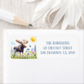 Étiquette Ressort d'aquarelle Moose Adresse de retour (En situation)