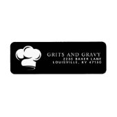 Étiquette Restaurant Black White Chef Casquette Adresse de r (Devant)