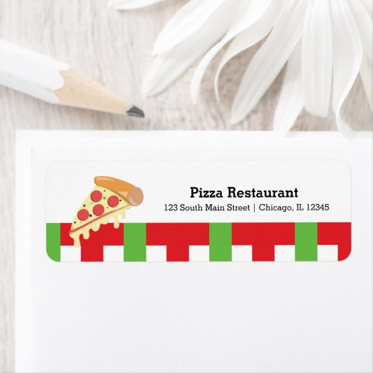 Étiquette Restaurant de pizza (En situation)