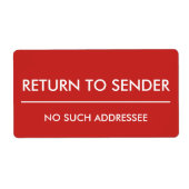 Étiquette Retour à Expéditeur / Aucun destinataire de ce typ (Devant)