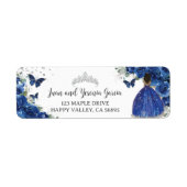 Étiquette Retour à l'adresse Fête des 16 ans Fleur Bleu Roya (Devant)