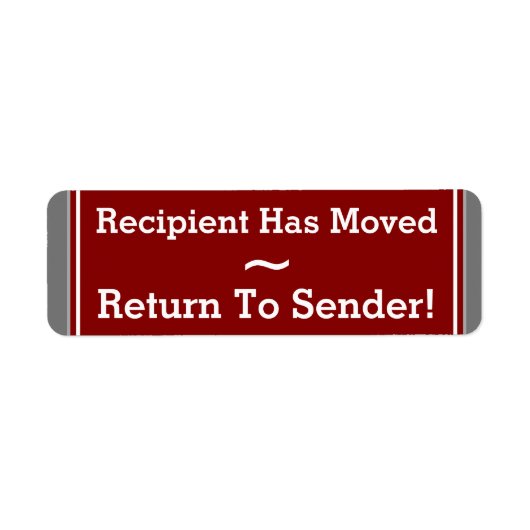 Étiquette "Retour À L'Expéditeur !" "Le Destinataire A Démén (Devant)