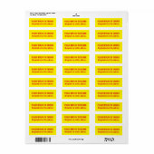 Étiquette Retour à l'expéditeur non à cet autocollant d'adre (Feuille entière)