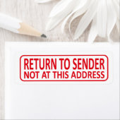 Étiquette Retour À L'Expéditeur ''Not At This Address''' (En situation)