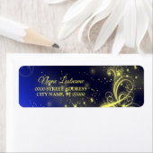 Étiquette Retour Adresse Arbre de Noël Etoiles d'or Marine B (En situation)