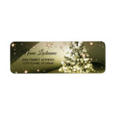 Étiquette Retour Adresse Arbre doré de Noël Étoiles brillant (Devant)