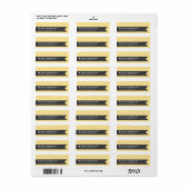Étiquette RETOUR ADRESSE chevron zigzag tableau jaune (Feuille entière)