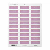 Étiquette RETOUR ADRESSE chic rustique or confetti violet (Feuille entière)