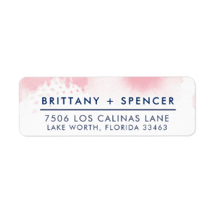 Étiquette RETOUR ADRESSE élégante bleu marine couleur rose